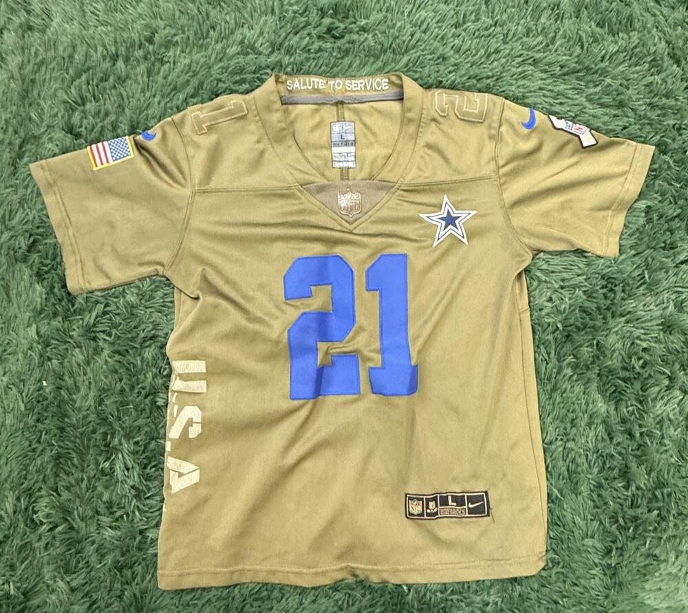 Dallas Cowboys Ezekiel Elliott Nike Salute to Service NFL Jersey Youth Size L